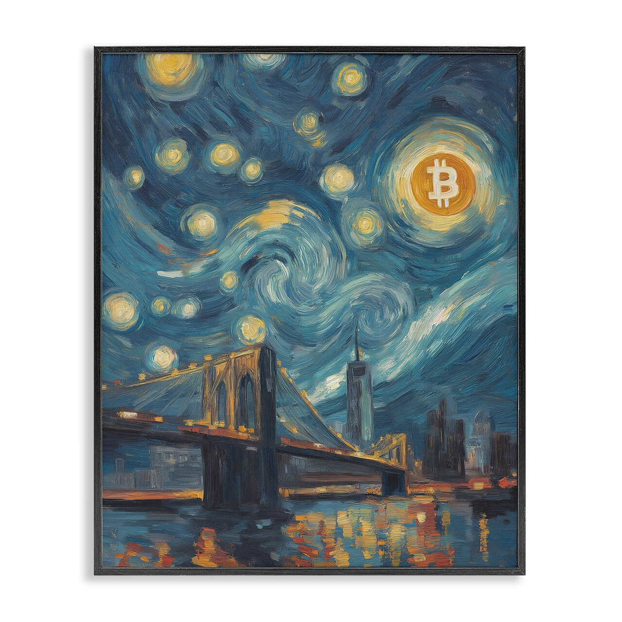 Stupell Industries Iconic Blockchain Moonlight Framed Giclee, design by Svetlana Aleynikova
